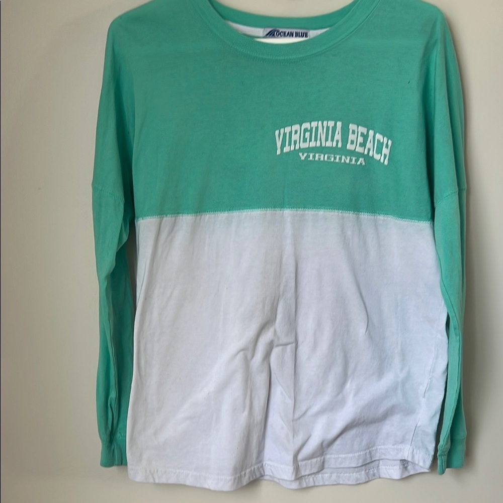 Vintage OCEAN BLUE Women’s Virginia Beach, VA Double Sided T Shirt (Size: M) EUC